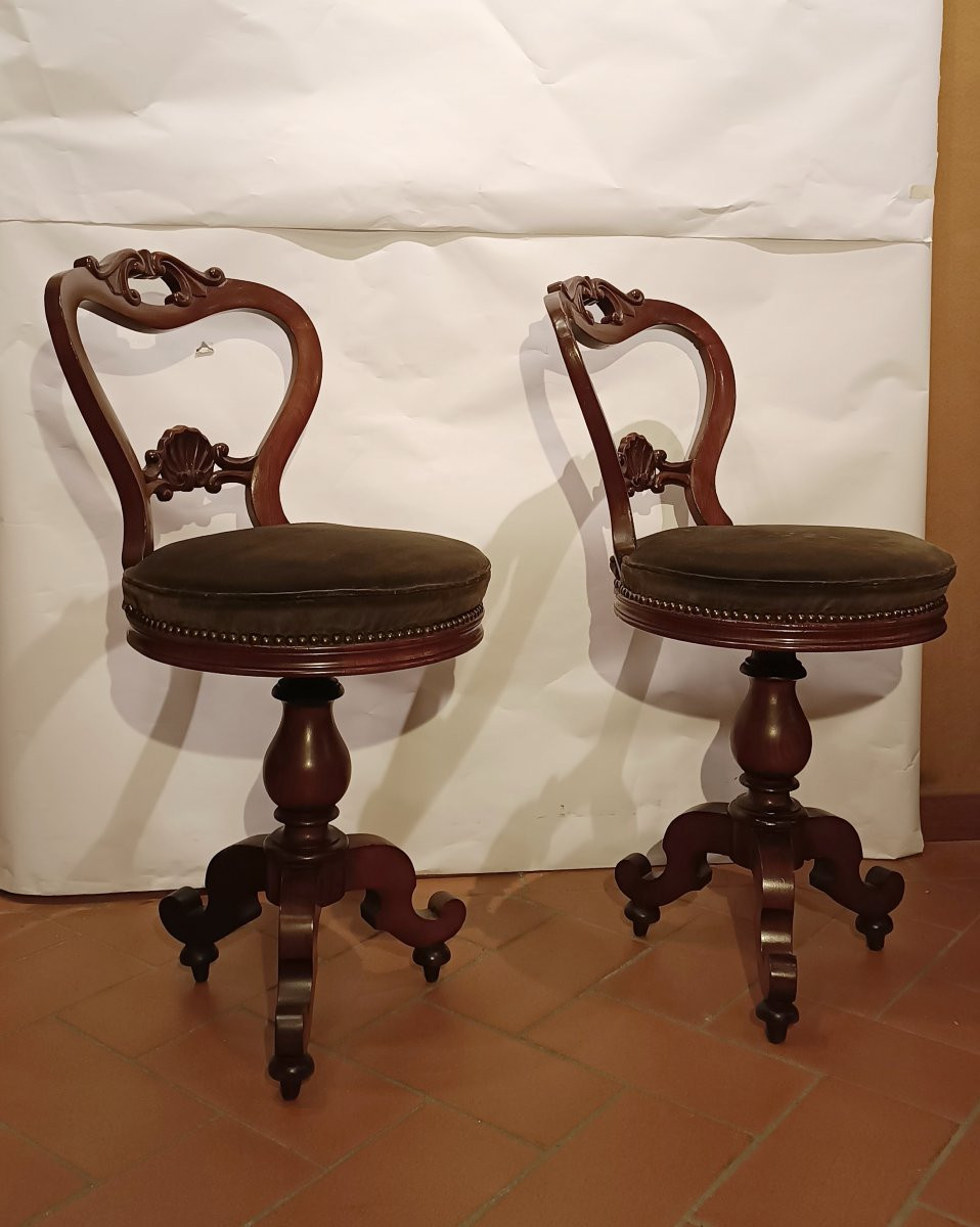 COPPIA DI SGABELLI DA MUSICA SECONDA META' XIX SECOLO-photo-2