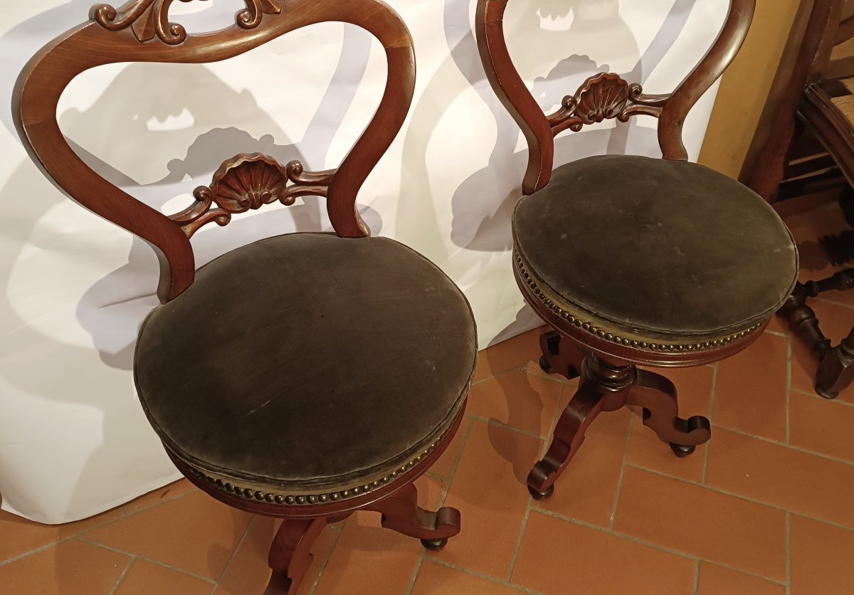 COPPIA DI SGABELLI DA MUSICA SECONDA META' XIX SECOLO-photo-4