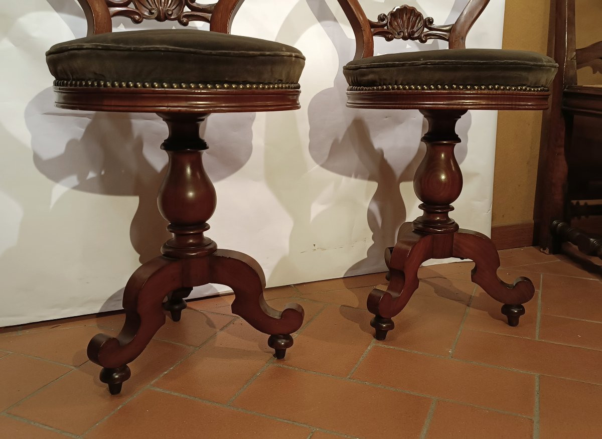 COPPIA DI SGABELLI DA MUSICA SECONDA META' XIX SECOLO-photo-6