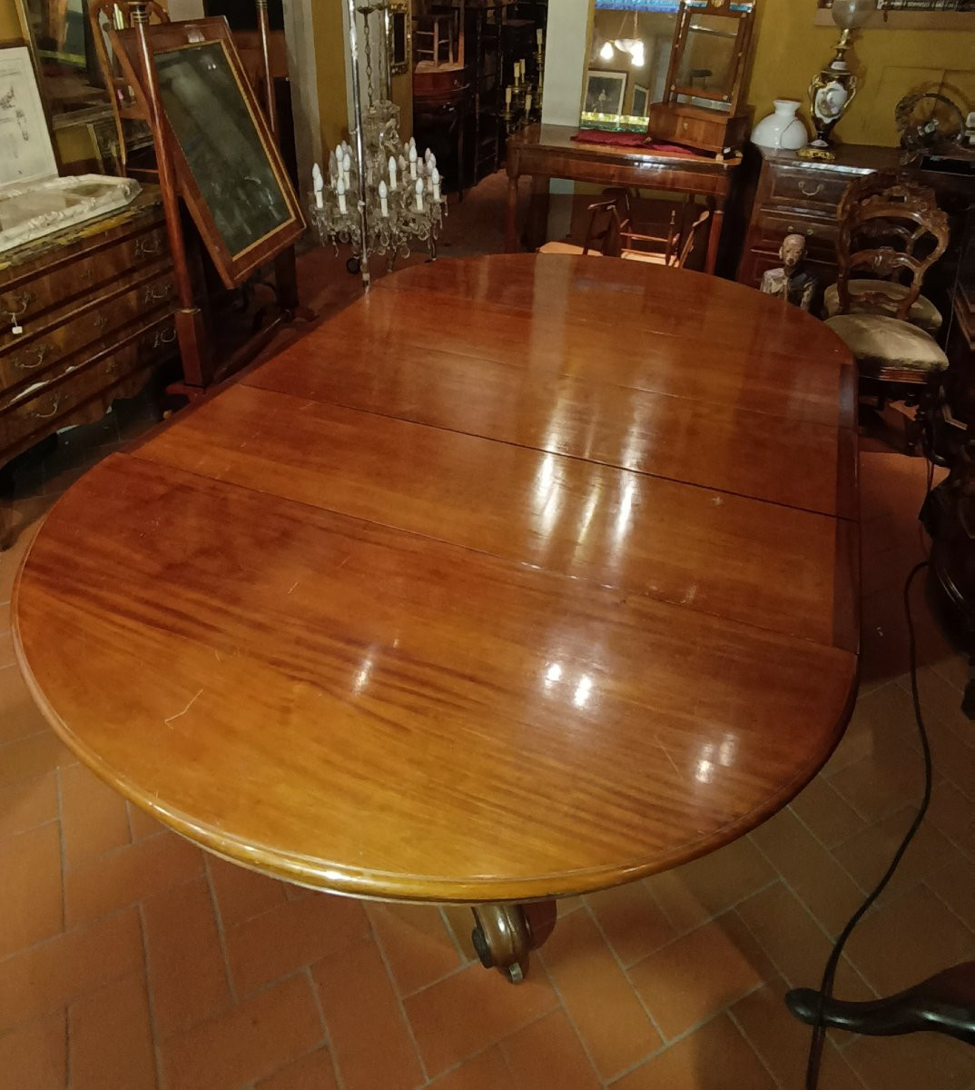 TAVOLO DA PRANZO IN MOGANO BOTTEGA DI PARRI SECONDA META' XIX SECOLO-photo-3