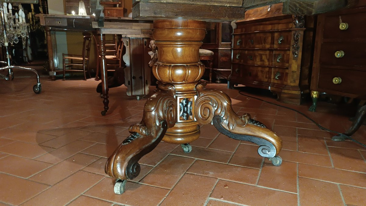 TAVOLO DA PRANZO IN MOGANO BOTTEGA DI PARRI SECONDA META' XIX SECOLO-photo-4