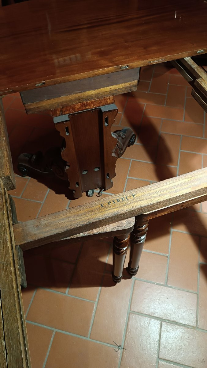TAVOLO DA PRANZO IN MOGANO BOTTEGA DI PARRI SECONDA META' XIX SECOLO-photo-5