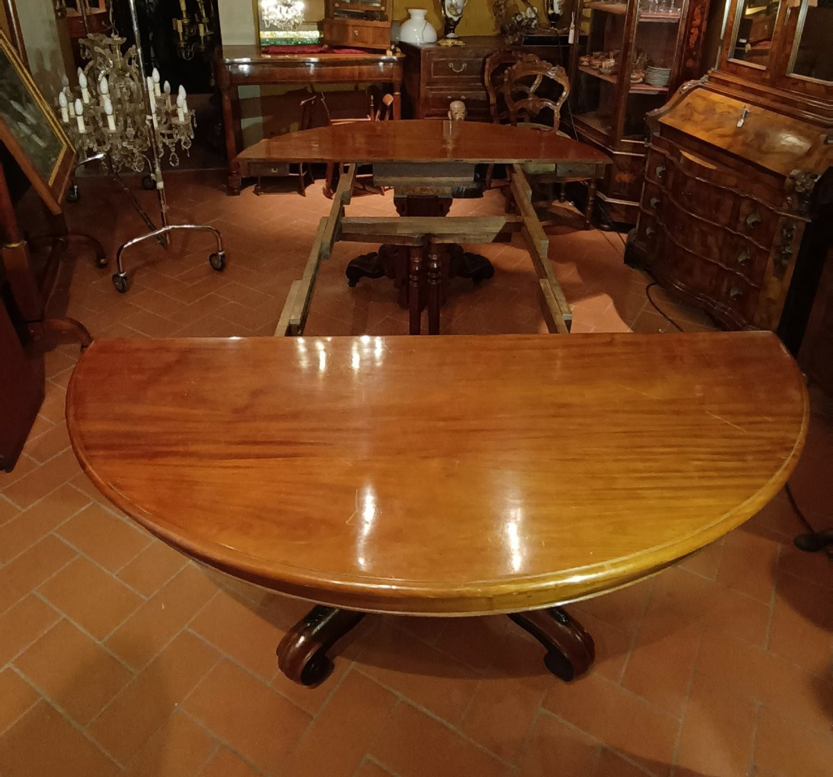 TAVOLO DA PRANZO IN MOGANO BOTTEGA DI PARRI SECONDA META' XIX SECOLO-photo-6