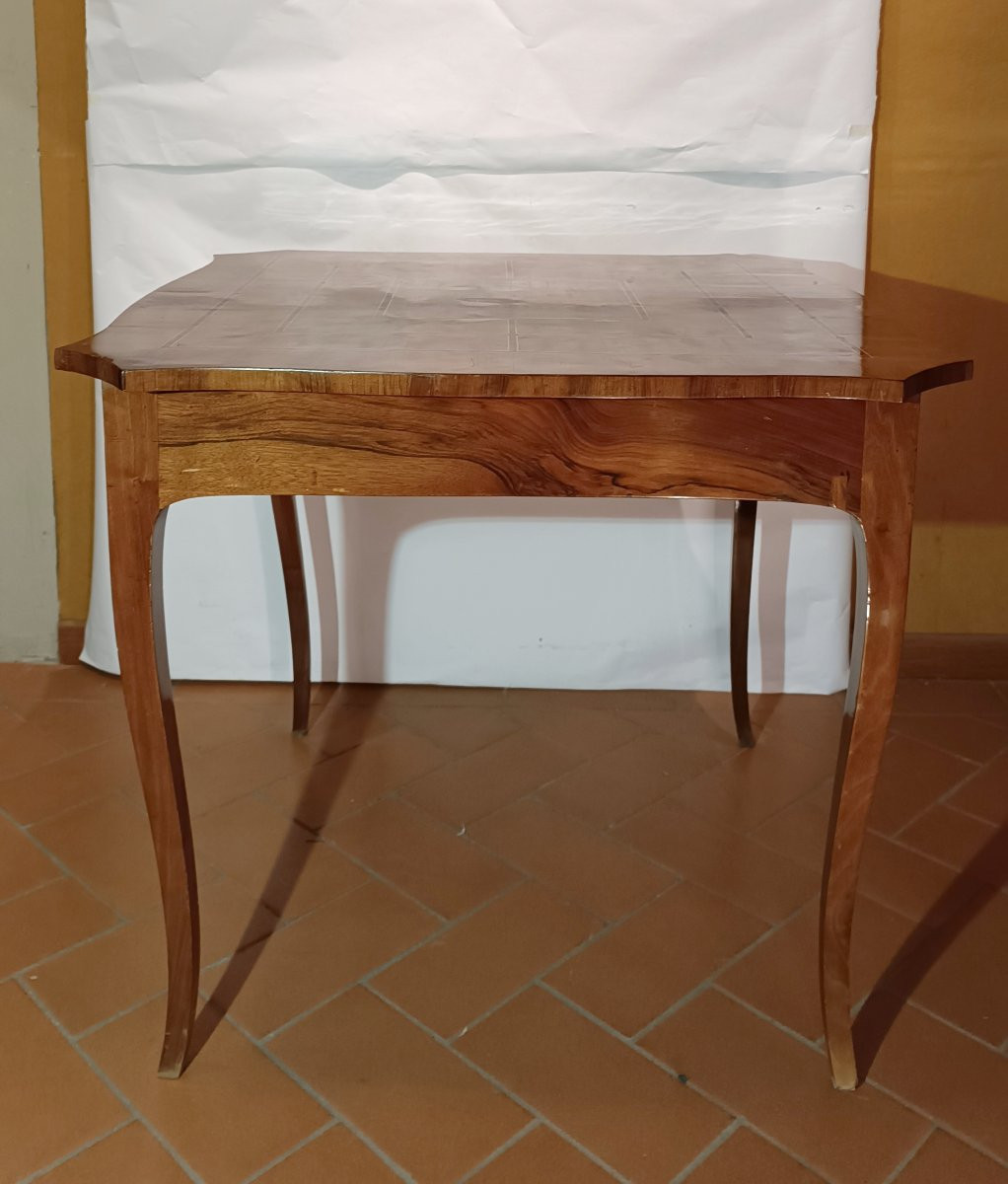 TAVOLINO DA GIOCO IN NOCE CON INTARSI META' XIX SECOLO-photo-3