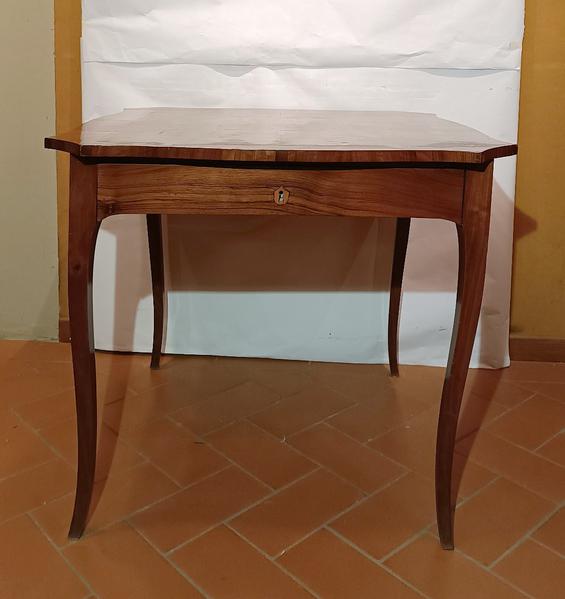 TAVOLINO DA GIOCO IN NOCE CON INTARSI META' XIX SECOLO-photo-2
