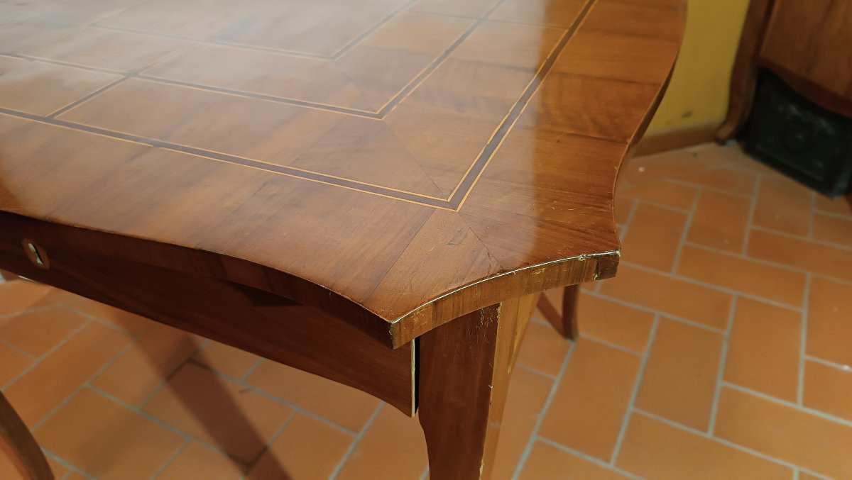 TAVOLINO DA GIOCO IN NOCE CON INTARSI META' XIX SECOLO-photo-5