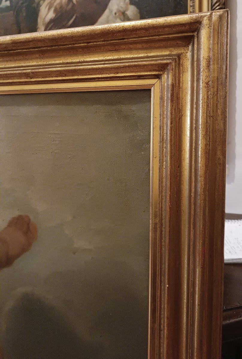 DIPINTO CON AMORINI VOLANTI INIZI XVIII SECOLO-photo-2