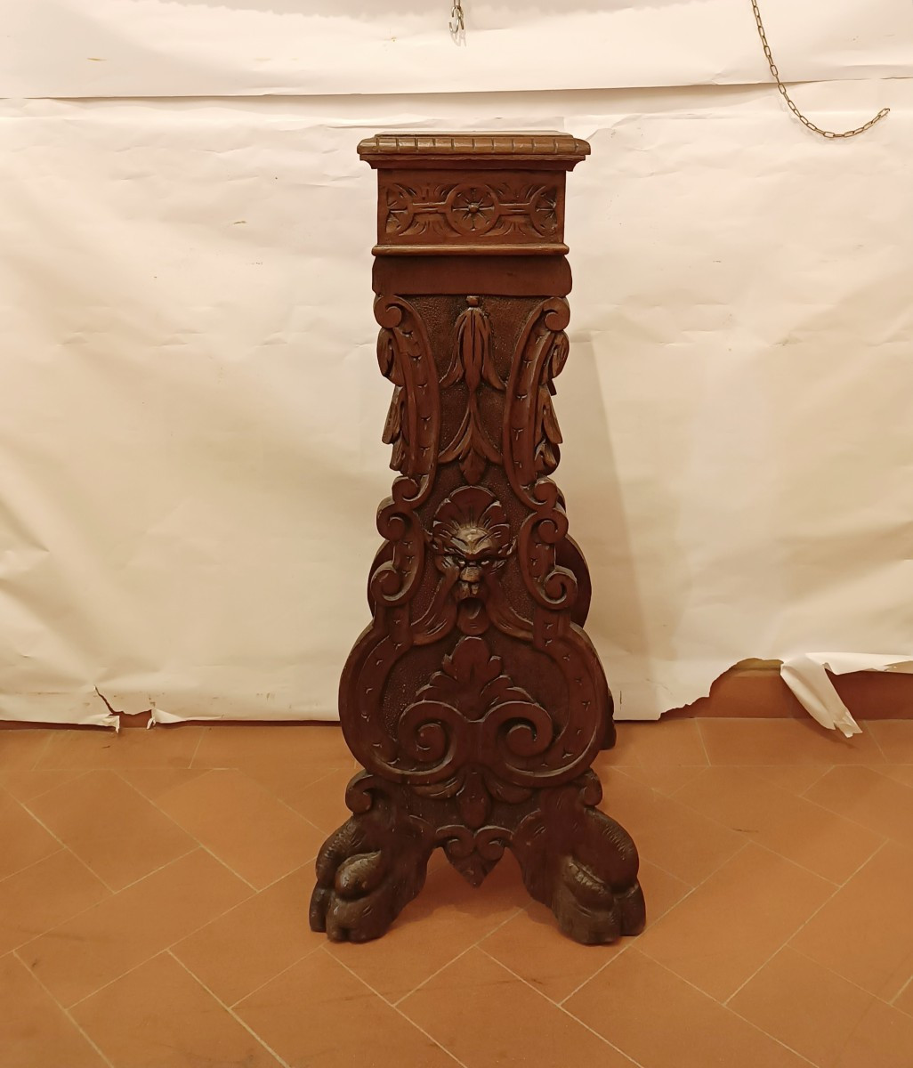 BASE IN LEGNO INTAGLIATO SECONDA META' XIX SECOLO 