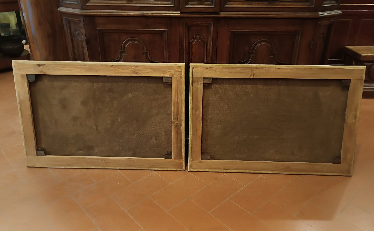 COPPIA DI DIPINTI SOVRAPORTA SECONDA META' DEL XIX SECOLO -photo-2