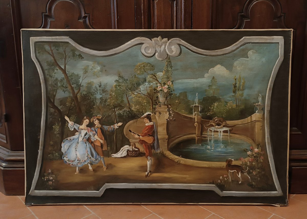 COPPIA DI DIPINTI SOVRAPORTA SECONDA META' DEL XIX SECOLO -photo-3