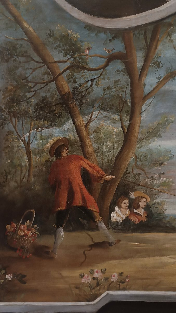 COPPIA DI DIPINTI SOVRAPORTA SECONDA META' DEL XIX SECOLO -photo-4