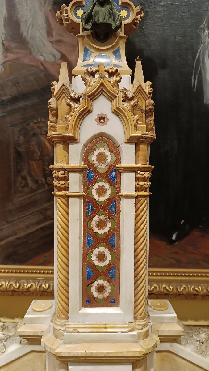 CROCIFISSO IN MARMO E PIETRE DURE META' XIX SECOLO-photo-2