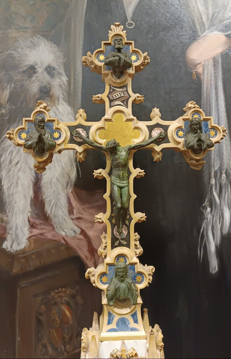 CROCIFISSO IN MARMO E PIETRE DURE META' XIX SECOLO-photo-4