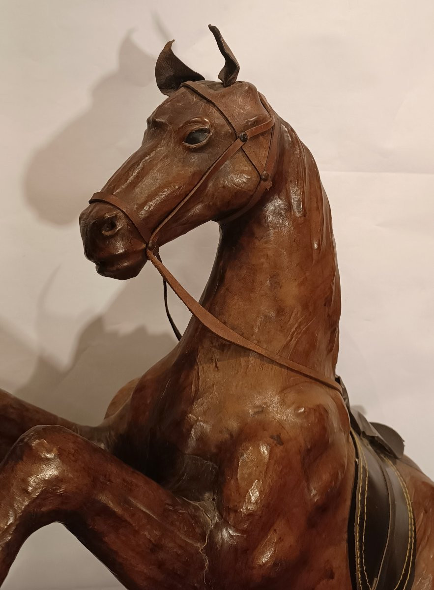 CAVALLO RAMPANTE IN CUOIO FINE XIX SECOLO -photo-3