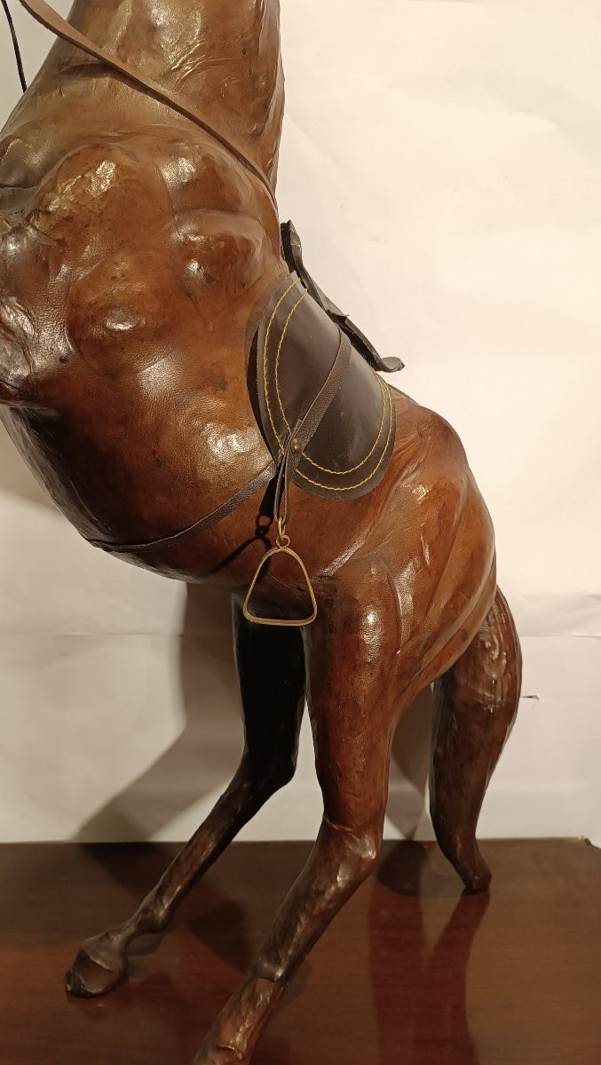 CAVALLO RAMPANTE IN CUOIO FINE XIX SECOLO -photo-4