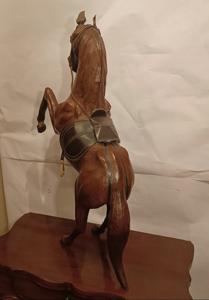 CAVALLO RAMPANTE IN CUOIO FINE XIX SECOLO -photo-3