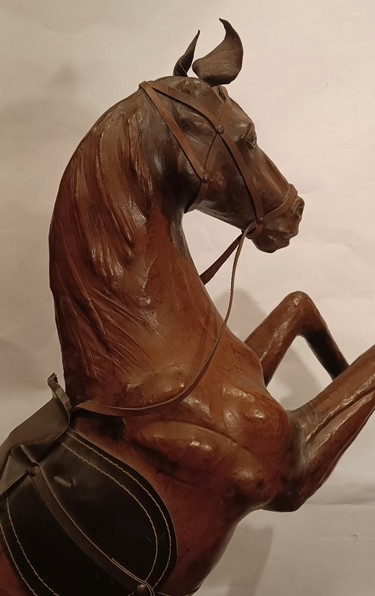 CAVALLO RAMPANTE IN CUOIO FINE XIX SECOLO -photo-4