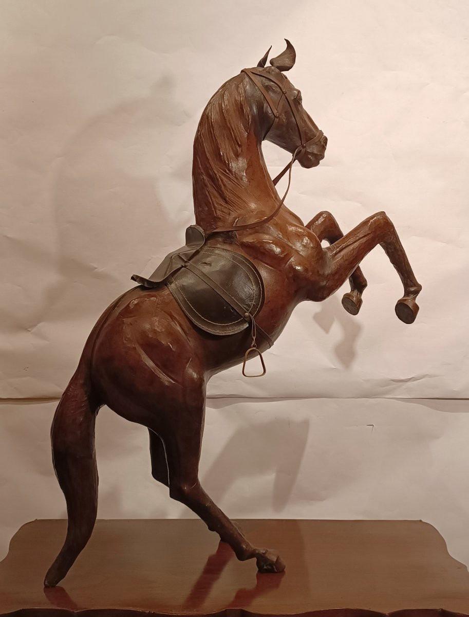 CAVALLO RAMPANTE IN CUOIO FINE XIX SECOLO -photo-5