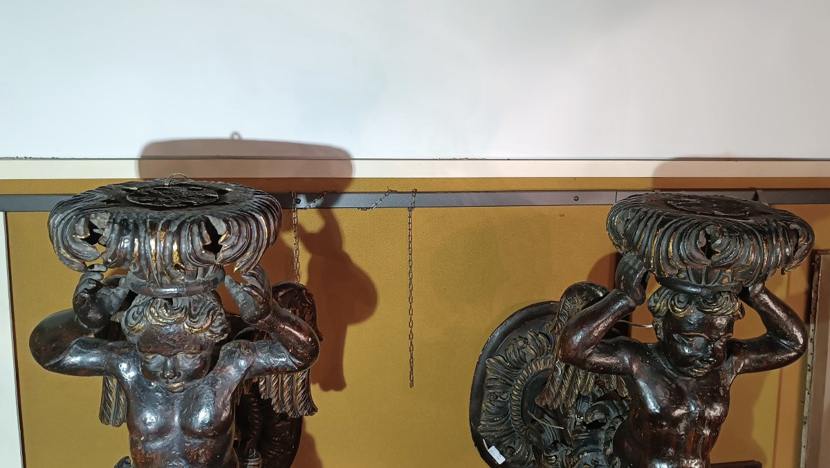 COPPIA DI BRACCI PORTACERO FINE DEL XVI SECOLO -photo-3