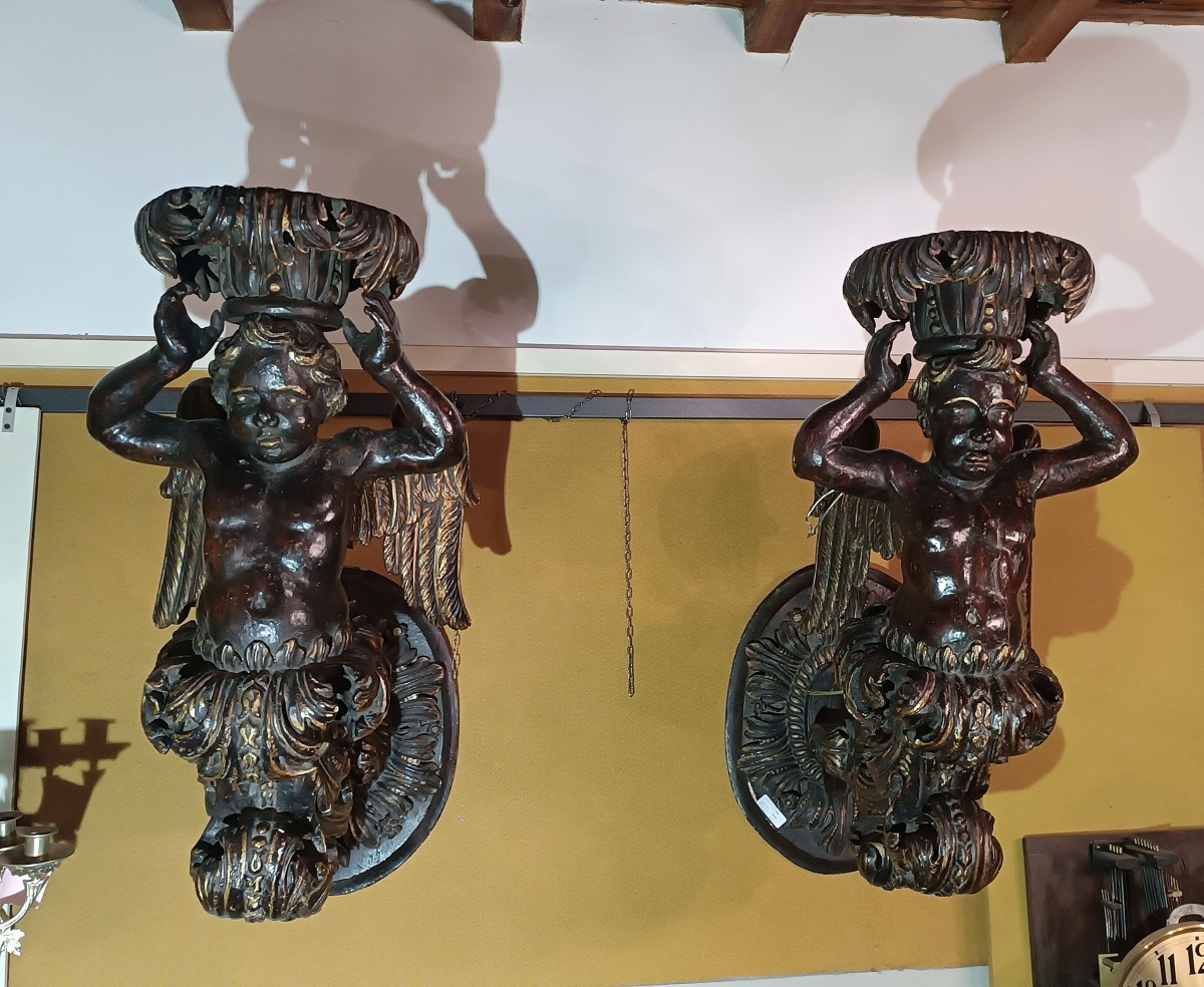 COPPIA DI BRACCI PORTACERO FINE DEL XVI SECOLO 