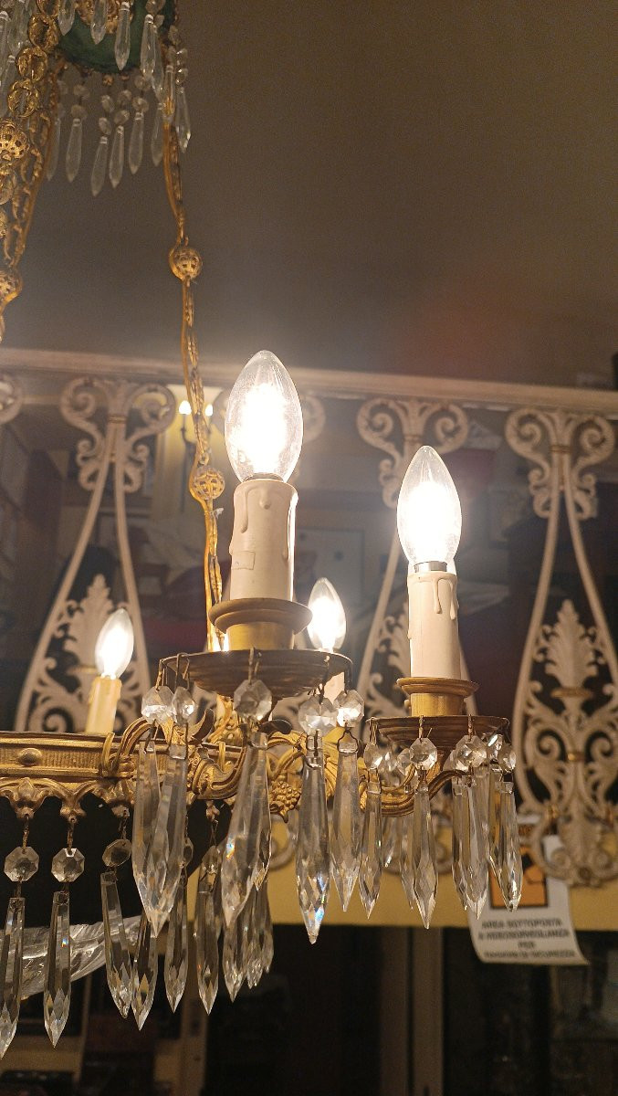 LAMPADARIO IN BRONZO E CRISTALLI META' XIX SECOLO -photo-2