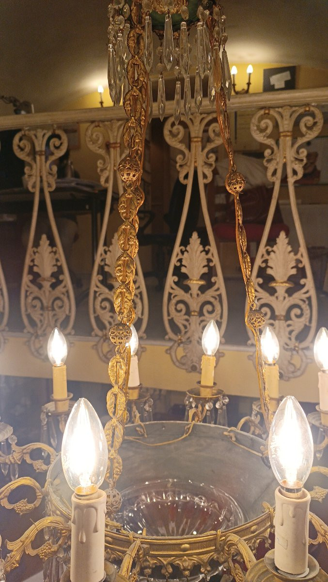 LAMPADARIO IN BRONZO E CRISTALLI META' XIX SECOLO -photo-5