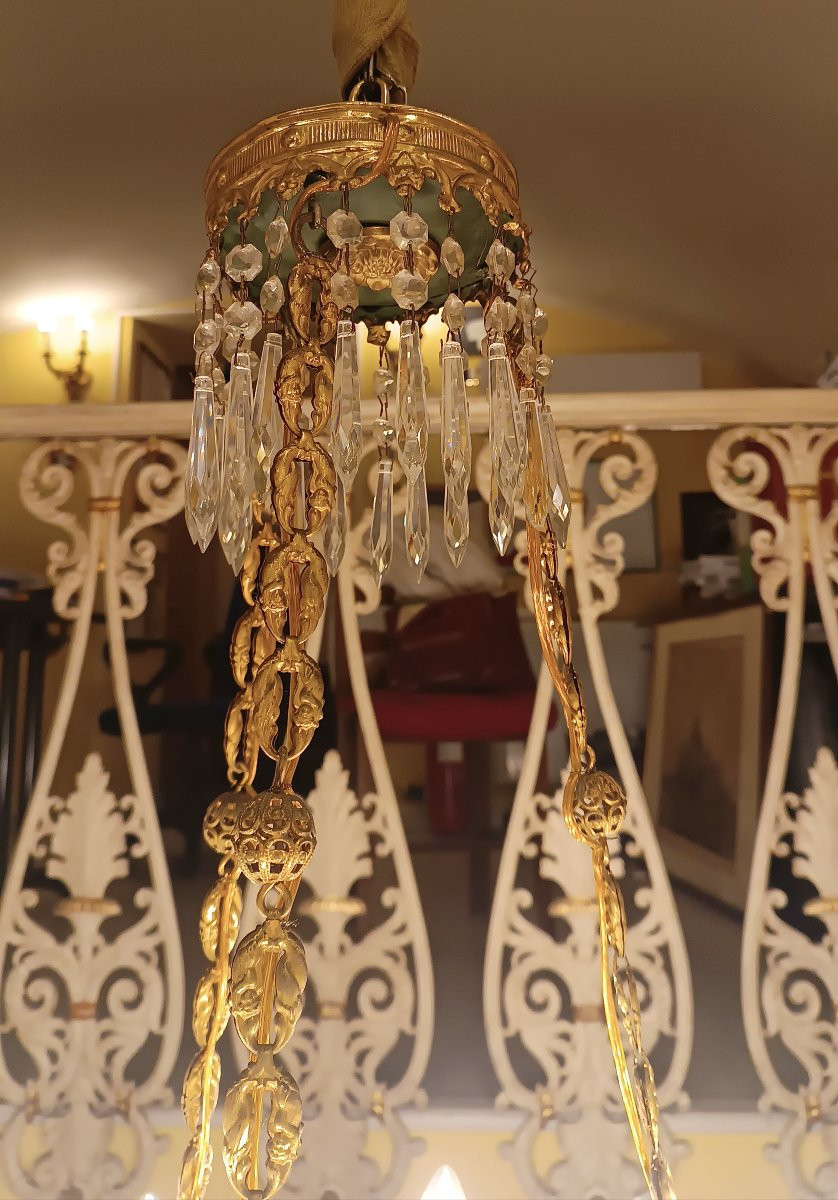 LAMPADARIO IN BRONZO E CRISTALLI META' XIX SECOLO -photo-7