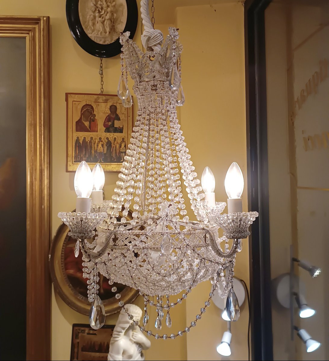 PICCOLO LAMPADARIO A SACCA FINE DEL XIX SECOLO -photo-1