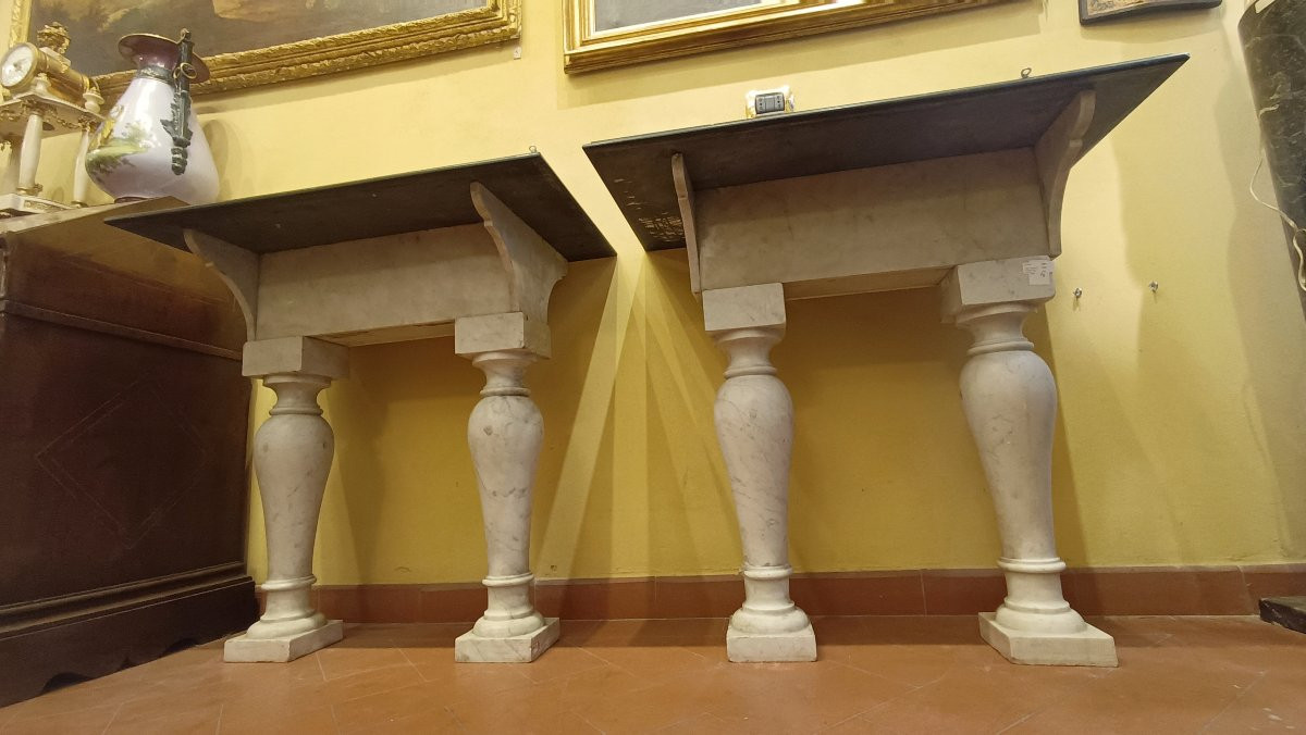 COPPIA DI CONSOLLES IN MARMO SECONDA META' XIX SECOLO -photo-4