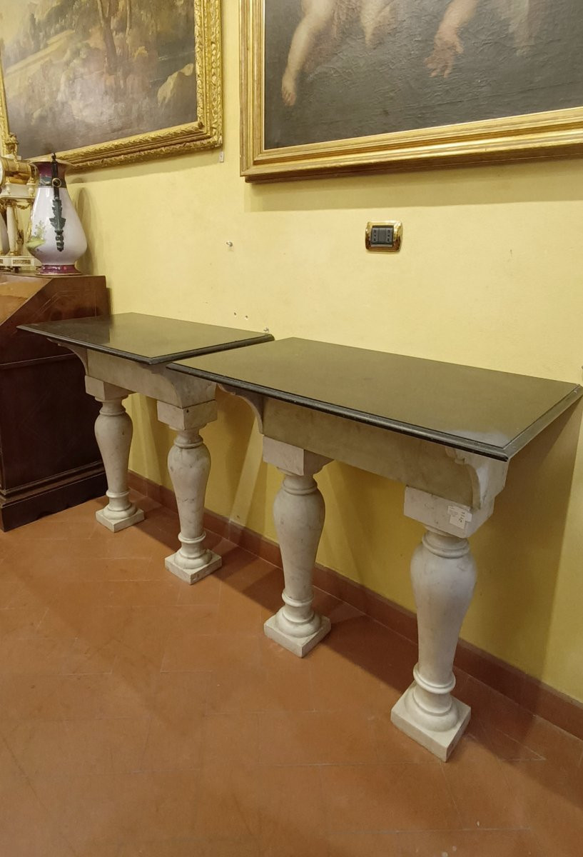 COPPIA DI CONSOLLES IN MARMO SECONDA META' XIX SECOLO -photo-2