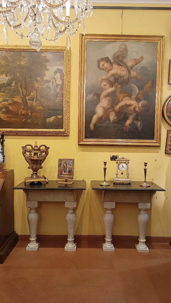 COPPIA DI CONSOLLES IN MARMO SECONDA META' XIX SECOLO -photo-6