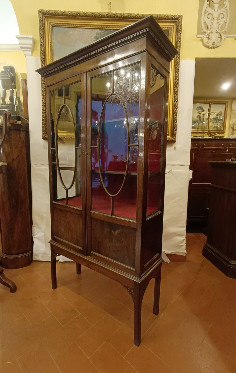 VETRINA IN MOGANO VITTORIANA META' XIX SECOLO-photo-2