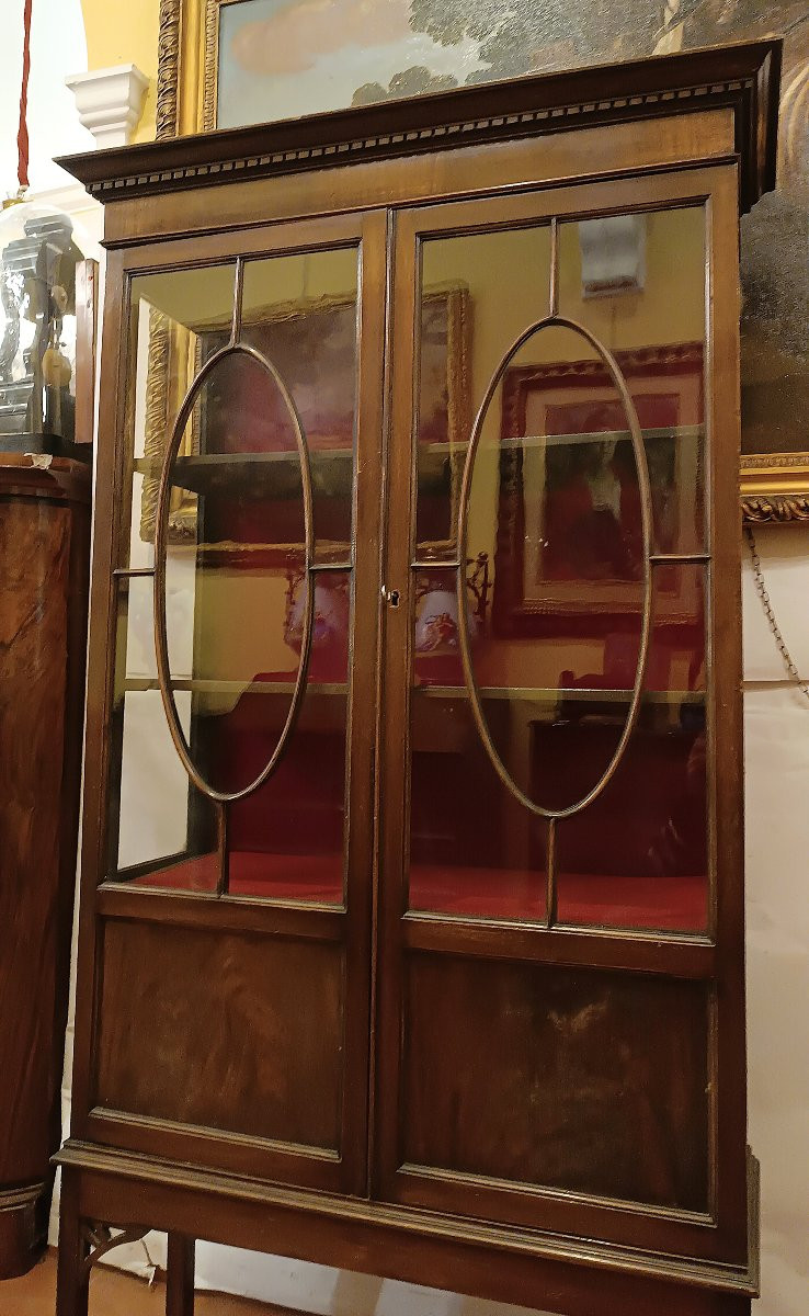 VETRINA IN MOGANO VITTORIANA META' XIX SECOLO-photo-1