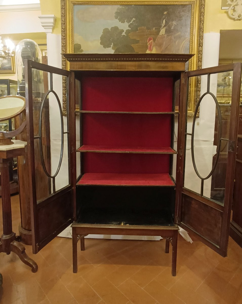 VETRINA IN MOGANO VITTORIANA META' XIX SECOLO-photo-4