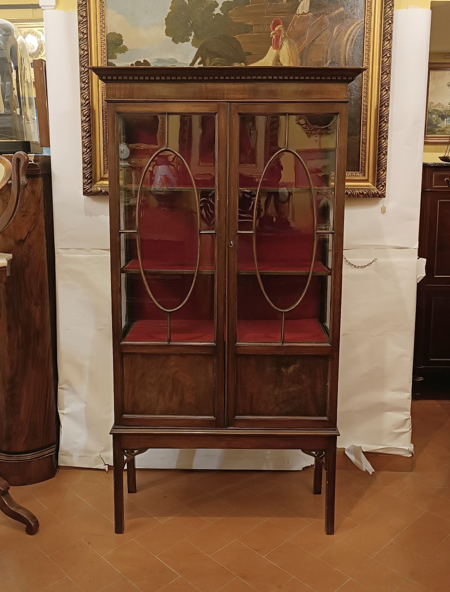 VETRINA IN MOGANO VITTORIANA META' XIX SECOLO