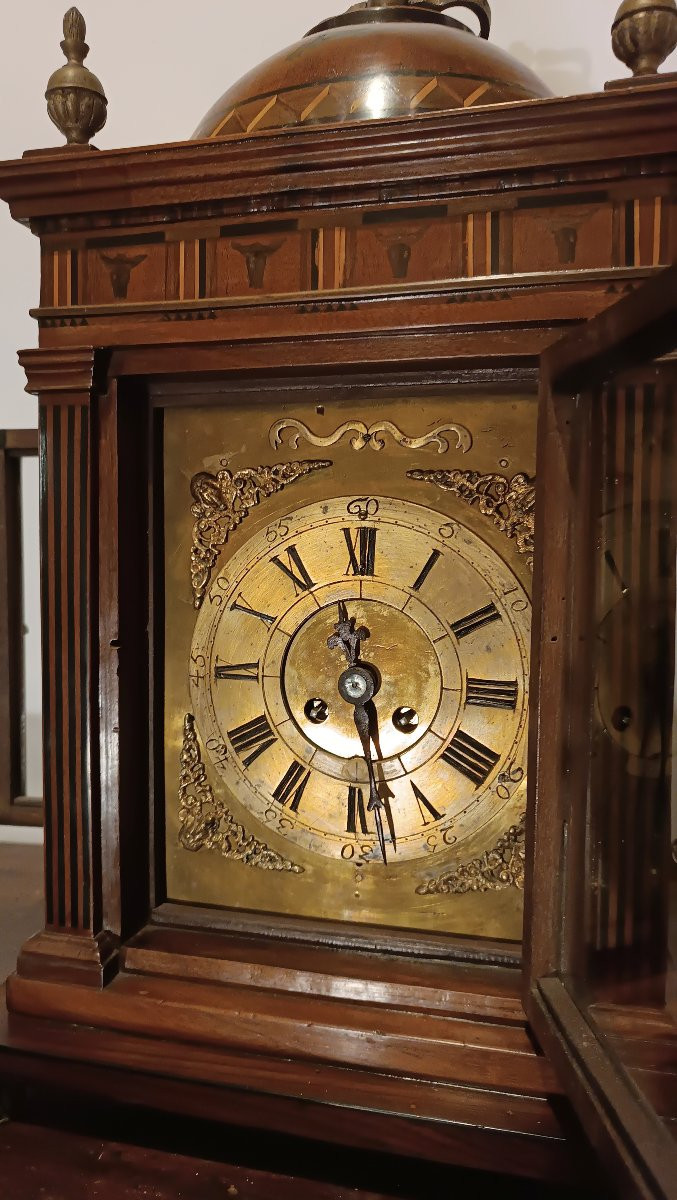 OROLOGIO CON CASSA IN LEGNO INTARSIATA FINE XVII SECOLO-photo-5