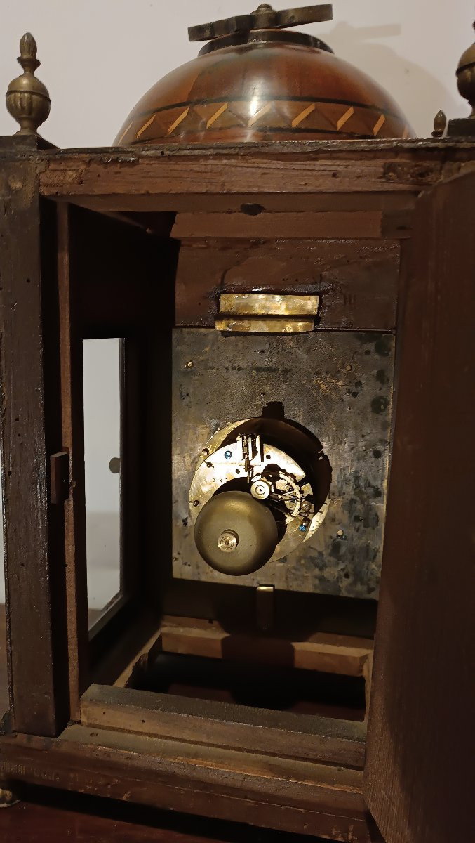 OROLOGIO CON CASSA IN LEGNO INTARSIATA FINE XVII SECOLO-photo-8