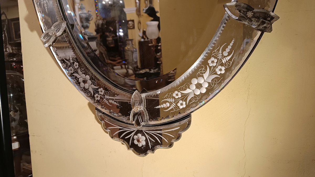 SPECCHIERA IN VETRO DI MURANO META' XIX SECOLO-photo-3