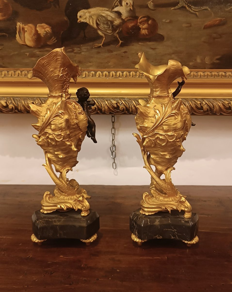 COPPIA DI VASI DECORATIVI IN STILE LUIGI XV META' XIX SECOLO-photo-3