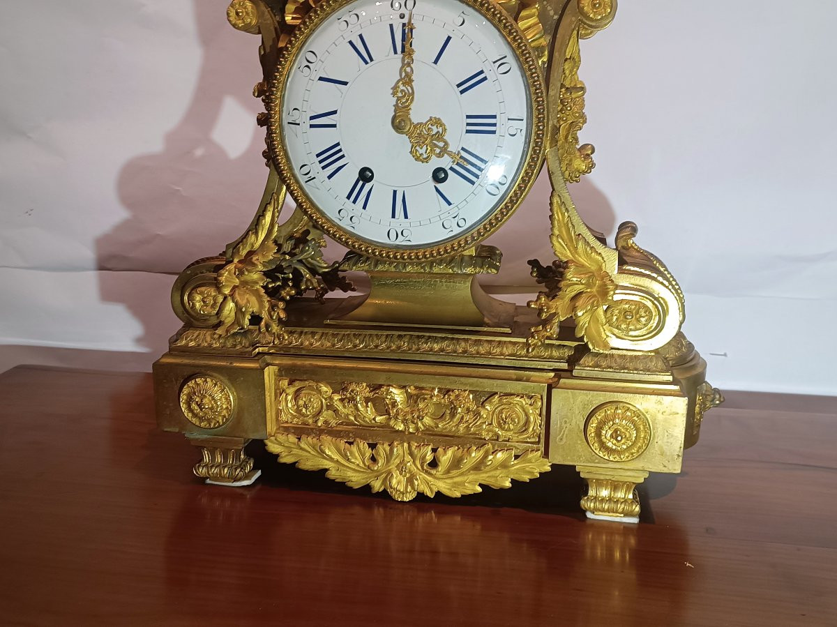 OROLOGIO A PENDOLO IMPERO IN BRONZO DORATO PRIMI DEL XIX SECOLO-photo-2