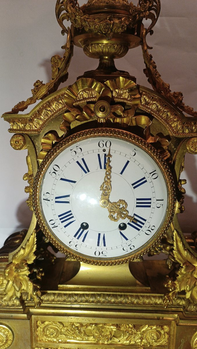 OROLOGIO A PENDOLO IMPERO IN BRONZO DORATO PRIMI DEL XIX SECOLO-photo-3