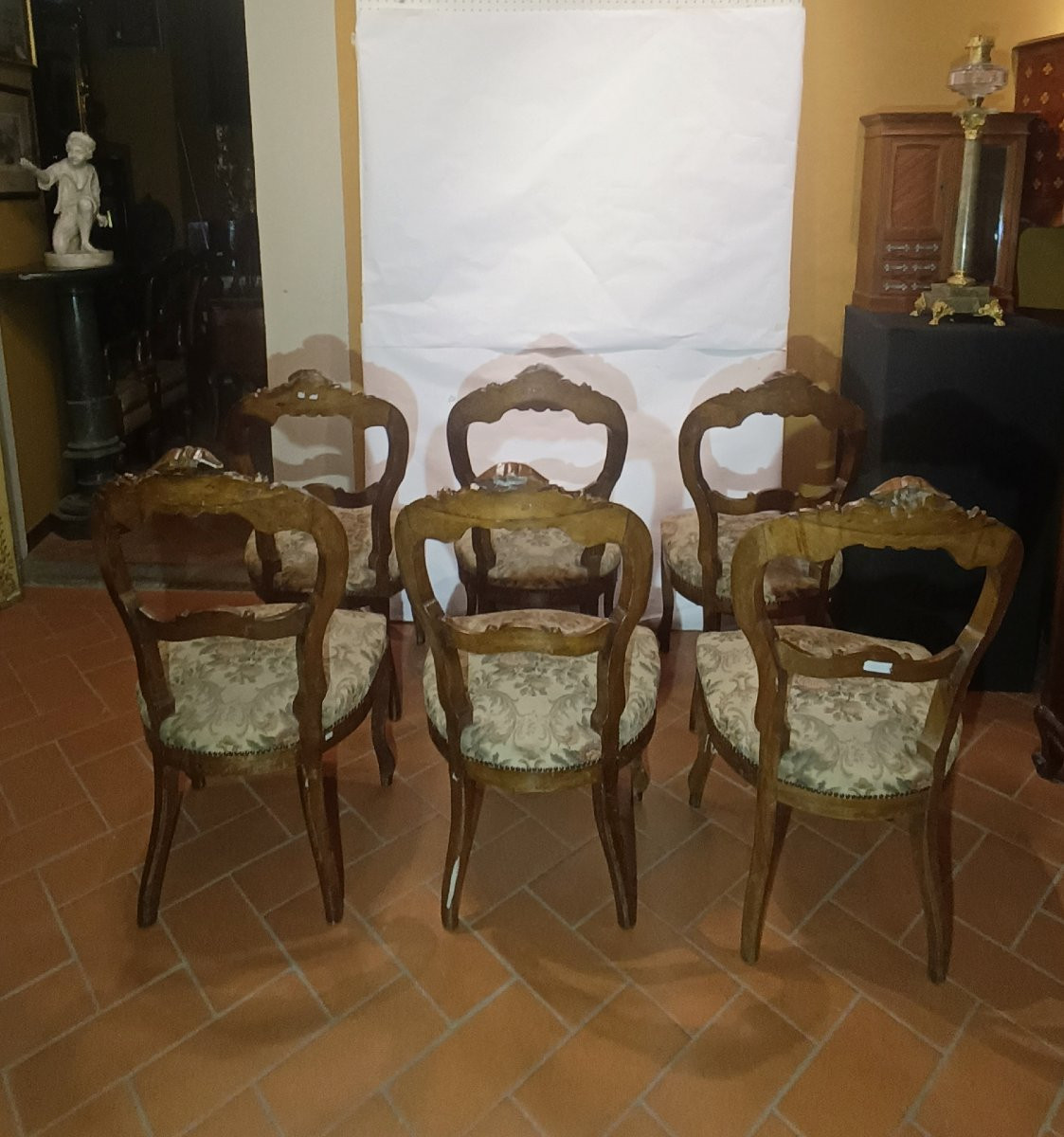 SET DI SEI SEDIE IN NOCE LUIGI FILIPPO META' XIX SECOLO -photo-3