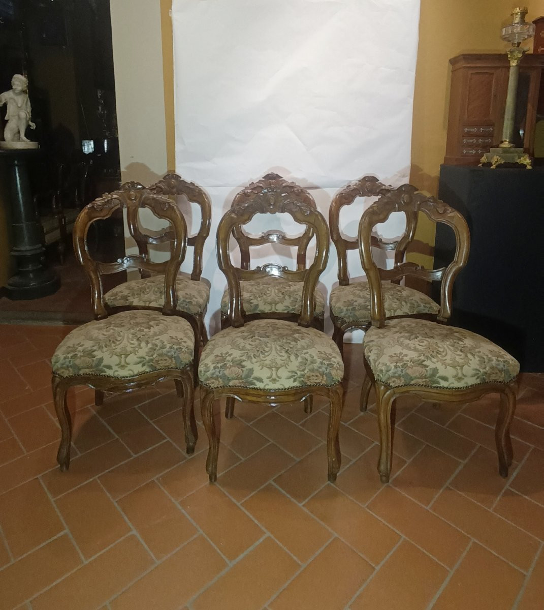 SET DI SEI SEDIE IN NOCE LUIGI FILIPPO META' XIX SECOLO -photo-4