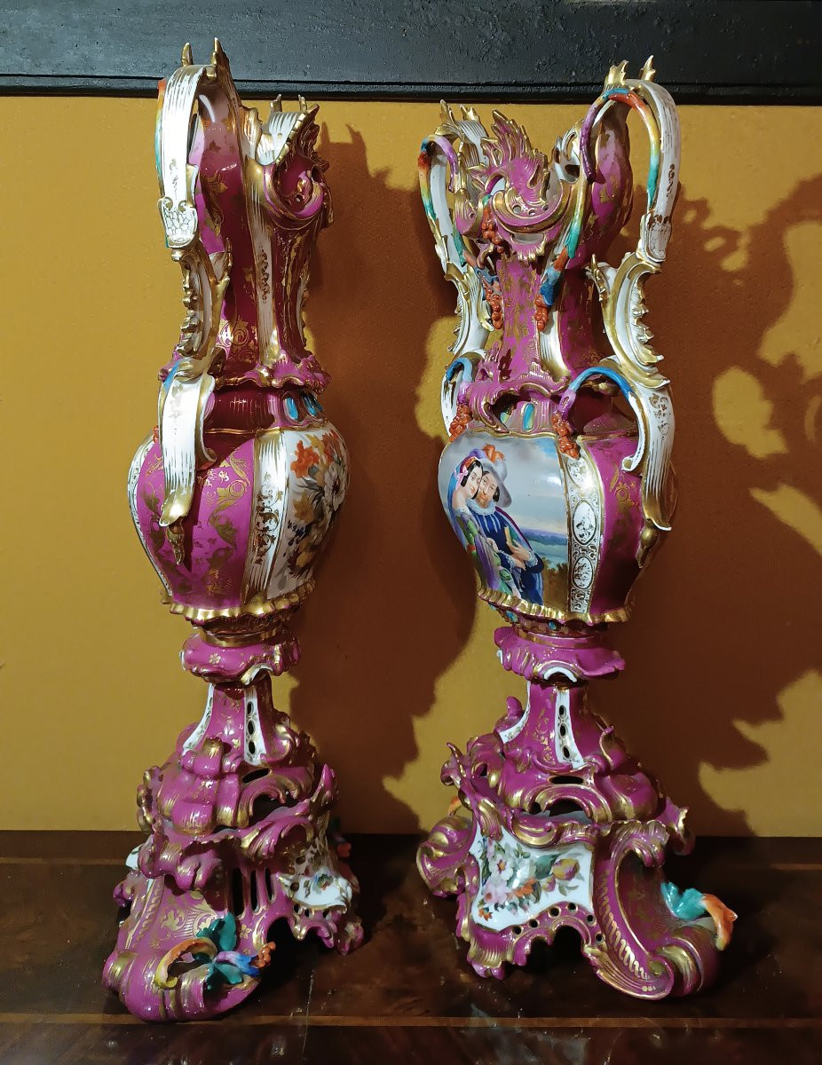 COPPIA DI VASI IN PORCELLANA JACOB PETIT SECONDA META' XIX SECOLO -photo-4