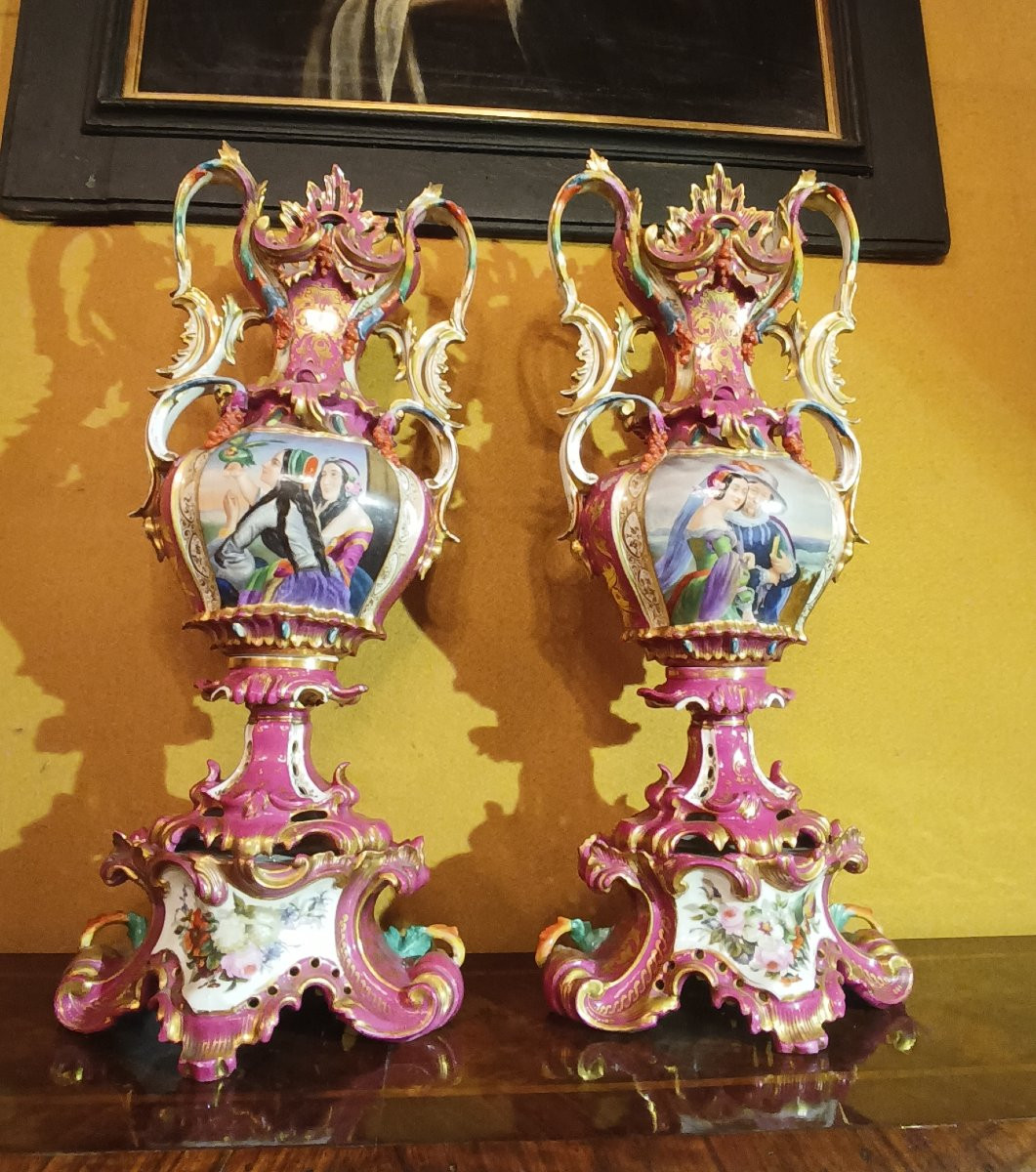 COPPIA DI VASI IN PORCELLANA JACOB PETIT SECONDA META' XIX SECOLO -photo-1