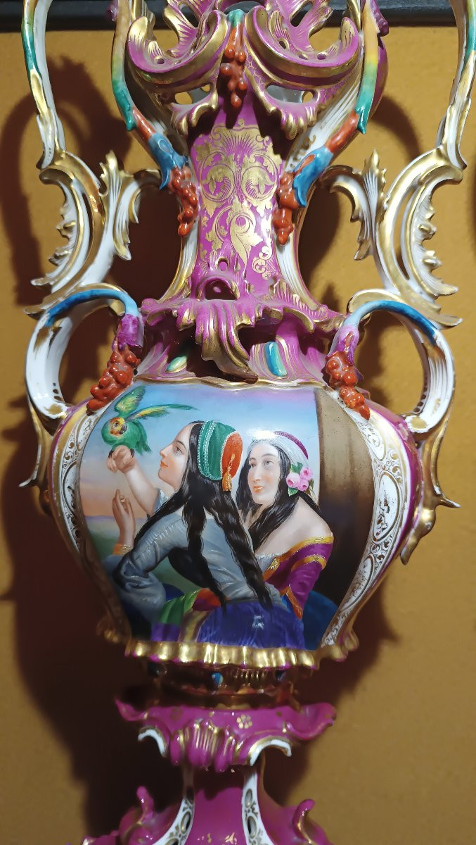 COPPIA DI VASI IN PORCELLANA JACOB PETIT SECONDA META' XIX SECOLO -photo-7