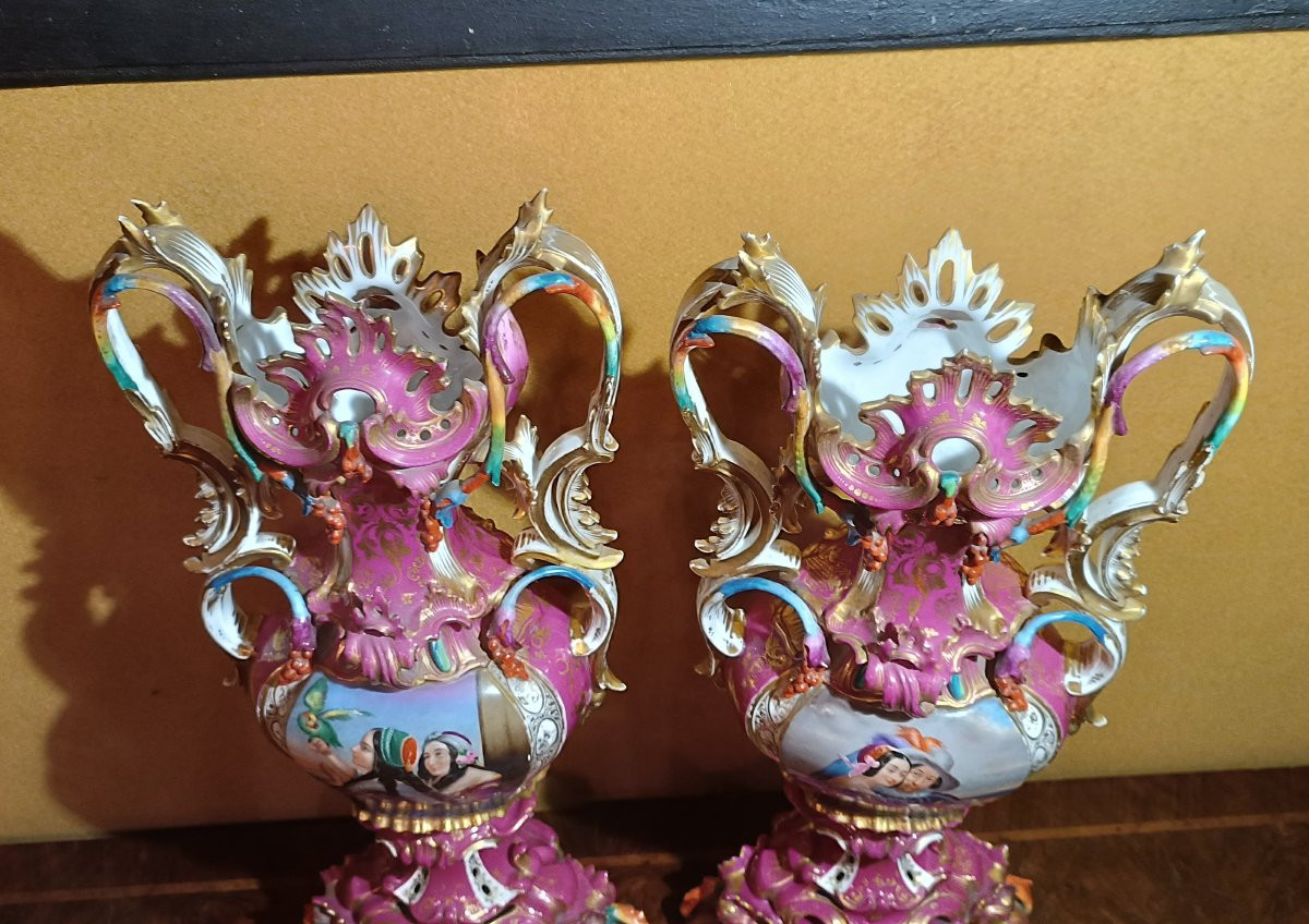 COPPIA DI VASI IN PORCELLANA JACOB PETIT SECONDA META' XIX SECOLO -photo-8