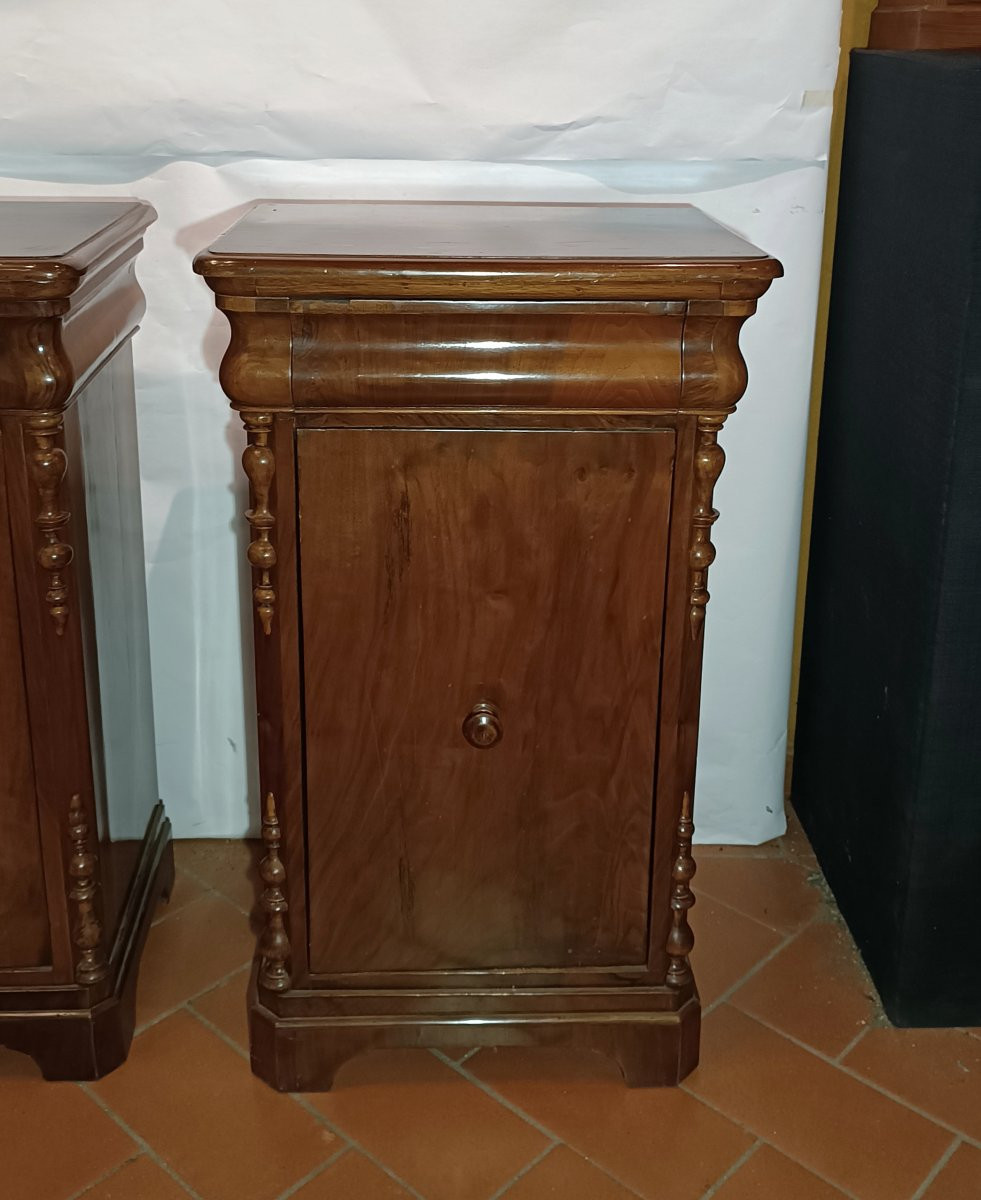 COPPIA DI COMODINI IN NOCE LUIGI FILIPPO PRIMA META' XIX SECOLO -photo-2