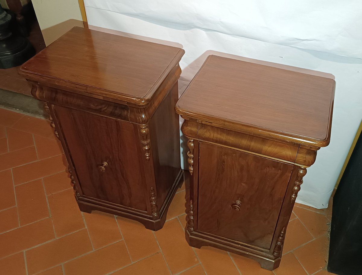 COPPIA DI COMODINI IN NOCE LUIGI FILIPPO PRIMA META' XIX SECOLO -photo-3