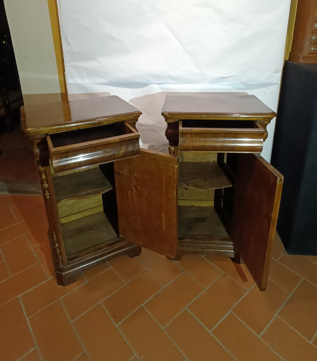 COPPIA DI COMODINI IN NOCE LUIGI FILIPPO PRIMA META' XIX SECOLO -photo-2